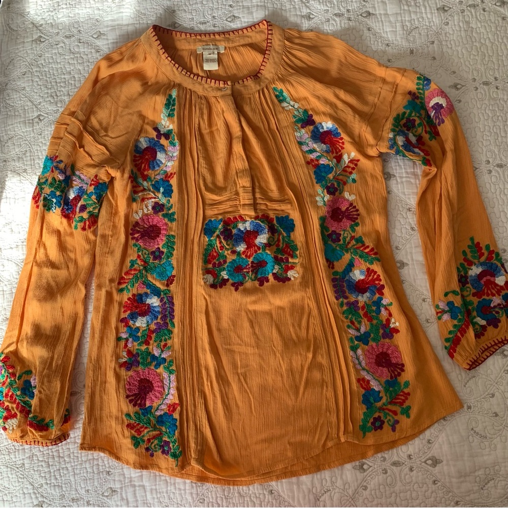 Sundance Floral Embroidered Boho Blouse size M - Picture 7 of 16